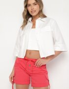fresh made Pantaloni scurți din bumbac roșii cu buzunare decorative și șnur Liralisea