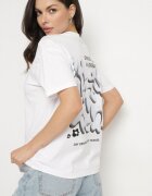 fresh made Tricou Alb-Bleu De bumbac Cu imprimeuri Hallena