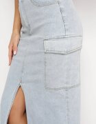  Fustă Albastru deschis Midi Denim cu buzunare largi Carlana