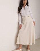  Fustă Bej deschis Netedă Maxi cu elastic în talie și cataramă Orirsa
