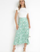  Fustă Verde Plisată Din Satin Maxi Raimena