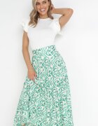  Fustă Verde Plisată Din Satin Maxi Raimena