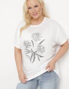 g-dz fashion Bluză Albă Decorată cu Zirconii și Imprimeu Metalic Ralilena