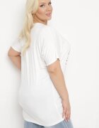 g-dz fashion Bluză Albă Decorată cu Zirconii și Imprimeu Metalic Ralilena