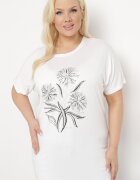 g-dz fashion Bluză Albă Decorată cu Zirconii și Imprimeu Metalic Ralilena