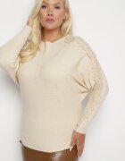g-dz fashion Bluză Bej deschis din Vâscoză și Bumbac cu croi liliac Decorată cu Dantelă și Strasuri Erisele