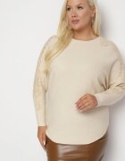 g-dz fashion Bluză Bej deschis din Vâscoză și Bumbac cu croi liliac Decorată cu Dantelă și Strasuri Erisele