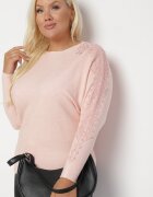 g-dz fashion Bluză Roz pal cu viscoză și bumbac croi liliac decorată cu dantelă și zirconii Erisele