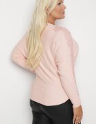 g-dz fashion Bluză Roz pal cu viscoză și bumbac croi liliac decorată cu dantelă și zirconii Erisele