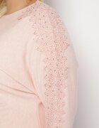 g-dz fashion Bluză Roz pal cu viscoză și bumbac croi liliac decorată cu dantelă și zirconii Erisele