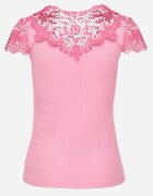 g-dz fashion Bluză Roz Reiată cu Inserții din Dantelă și Paiete Esmalde