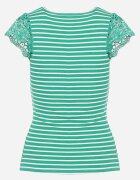 g-dz fashion T-shirt Verde de Bumbac din Tricot Reiat Decorat cu Dantelă Liasilo