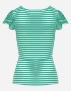 g-dz fashion T-shirt Verde din Bumbac din Material Reiat cu Decolteu și Mâneci din Dantelă Hyacintia