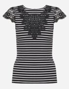 g-dz fashion Tricou Negru din bumbac din tricot reiat decorat cu dantelă Liasilo