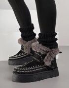 gavi Ghete de zăpadă Negre cu Talpă Groasă Decorate cu Motiv Brodat și Blană Caretusa