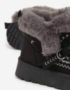 gavi Ghete de zăpadă Negre cu Talpă Groasă Decorate cu Motiv Brodat și Blană Caretusa