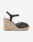gavi Sandale Negre cu plasă stil espadrile cu platformă din împletitură Xaltewia