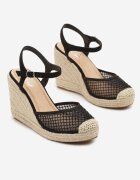 gavi Sandale Negre cu plasă stil espadrile cu platformă din împletitură Xaltewia