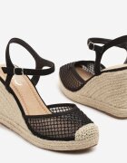gavi Sandale Negre cu plasă stil espadrile cu platformă din împletitură Xaltewia