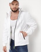  Geacă Albă Windbreaker cu Glugă Ascunsă în Guler Fioratte