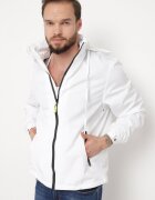  Geacă Albă Windbreaker cu Glugă Ascunsă în Guler Fioratte