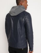  Geacă biker bleumarin din piele ecologică cu glugă Florenitha