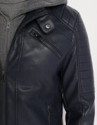  Geacă biker bleumarin din piele ecologică cu glugă Florenitha