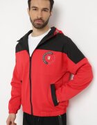  Geacă de Tranziție Negru-Roșu Windstopper cu Glugă și Imprimeu Decorativ Amastra