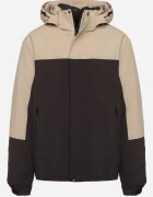  Geacă de vânt Negru-Bej Reversibilă cu Model Geometric Interior Detașabil și Glugă Savathia