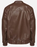  Geacă maro închis Ramones Bomber stil motociclist cu guler înalt și manșete elastice Matina