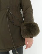  Geacă Parka Verde închisă cu glugă și inserții de blană Caranze