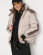  Geacă Puffer bej reversibilă cu glugă detașabilă și buzunare Erisaria