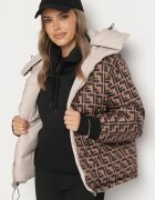  Geacă Puffer bej reversibilă cu glugă detașabilă și buzunare Erisaria