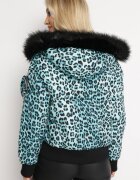  Geacă verde deschis matlasată cu imprimeu leopard cu borsetă Adove