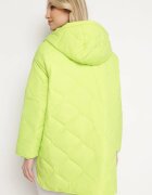  Geacă Verde Oversize cu Glugă cu Matlasare Decorativă și Despicătură Klimella