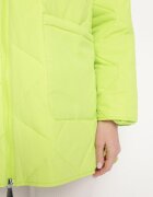  Geacă Verde Oversize cu Glugă cu Matlasare Decorativă și Despicătură Klimella