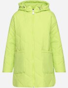  Geacă Verde Oversize cu Glugă cu Matlasare Decorativă și Despicătură Klimella