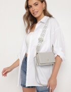  Geantă Mică Gri de Umăr cu Portmoneu și Curea Detașabilă cu Model Geometric Sianisia