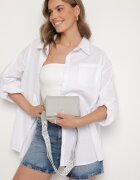  Geantă Mică Gri de Umăr cu Portmoneu și Curea Detașabilă cu Model Geometric Sianisia