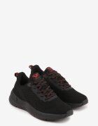 gelteo Încălțăminte Sport Negru-Roșu Sneakers cu Talpă Embosată cu Inscripția Hesehe