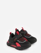 gelteo Pantofi Sport Adidași Negru-Roșii cu Scris și Model Geometric Basolea