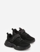 gelteo Pantofi Sport Negri Sneakers cu Brant din Piele și Model Geometic Dephiera