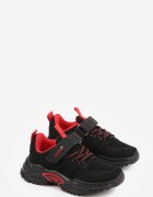 gelteo Pantofi sport Negru-Roșii Sneakers cu Branț din Piele și Model Geometric Dephiera