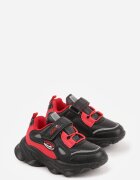 gelteo Pantofi sport Sneakers Negru-Roșu cu Scris și Motiv Geometric Fraile