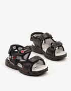 gelteo Sandale Sport Negru-Roșii cu Branț din Piele și Inscripții Doveline