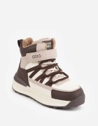 gelteo Sneakers din denim cu curele decorative și inscripția Liomira Alb cu maro