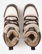 gelteo Sneakers din denim cu curele decorative și inscripția Liomira Alb cu maro