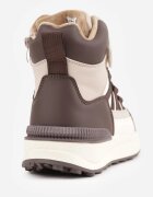 gelteo Sneakers din denim cu curele decorative și inscripția Liomira Alb cu maro