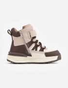 gelteo Sneakers din denim cu curele decorative și inscripția Liomira Alb cu maro