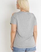 generation Bluză Gri Oversize cu Mâneci Open Shoulder Decorată cu Zirconii și Perle Kesola